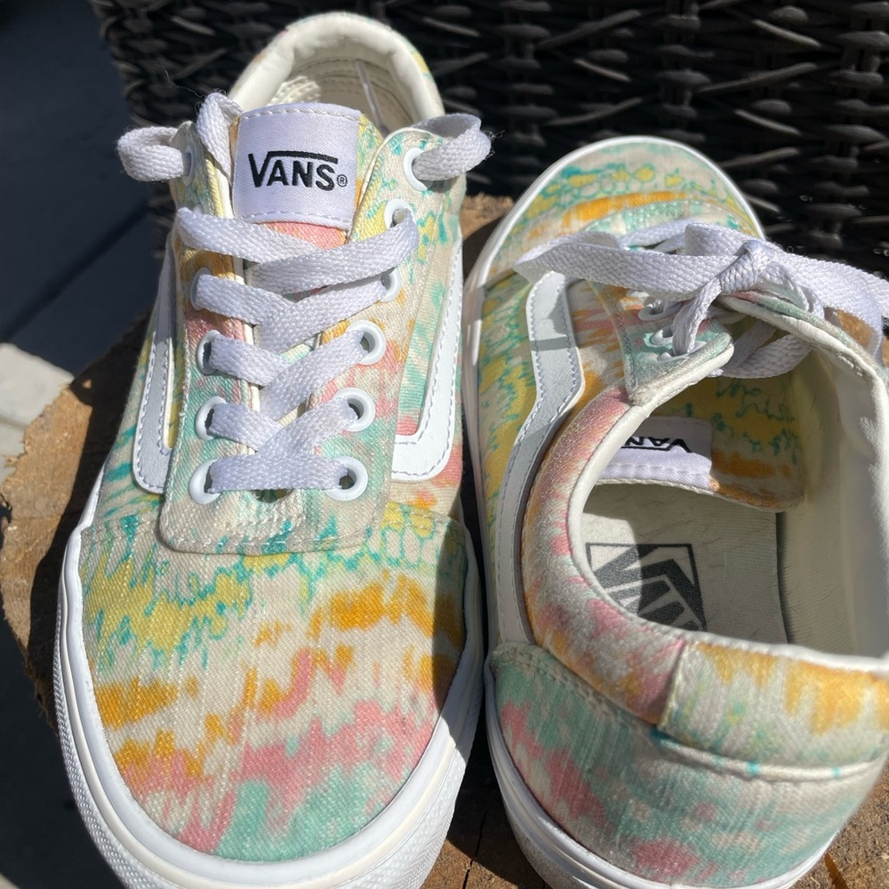 Vans Women’s Pastel Tie-Dye Canvas Sneakers - Mint, Peach, Yellow, Blush